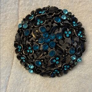 Large vintage Teal Turquoise Aqua brooch pin